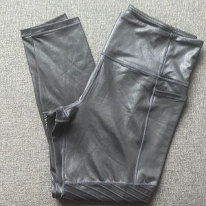 Metallic gray Athleta leggings